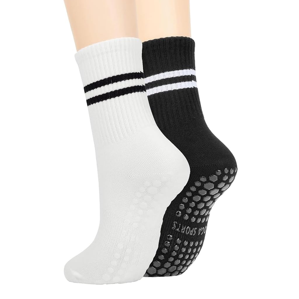 Proberos 2 Pair Yoga Socks for Women, Cotton Anti Skid Socks for Yoga/Pilates/Dance/Ballet, Anti Bacterial and Breathable Pilates Crew Socks for Daily Use, Home Workout Proberos 2 Pair Yoga Socks for Women, Cotton Anti Skid Socks for Yoga/Pilates/Dance/Ballet, Anti Bacterial and Breathable Pilates Crew Socks for Daily Use, Home Workout
